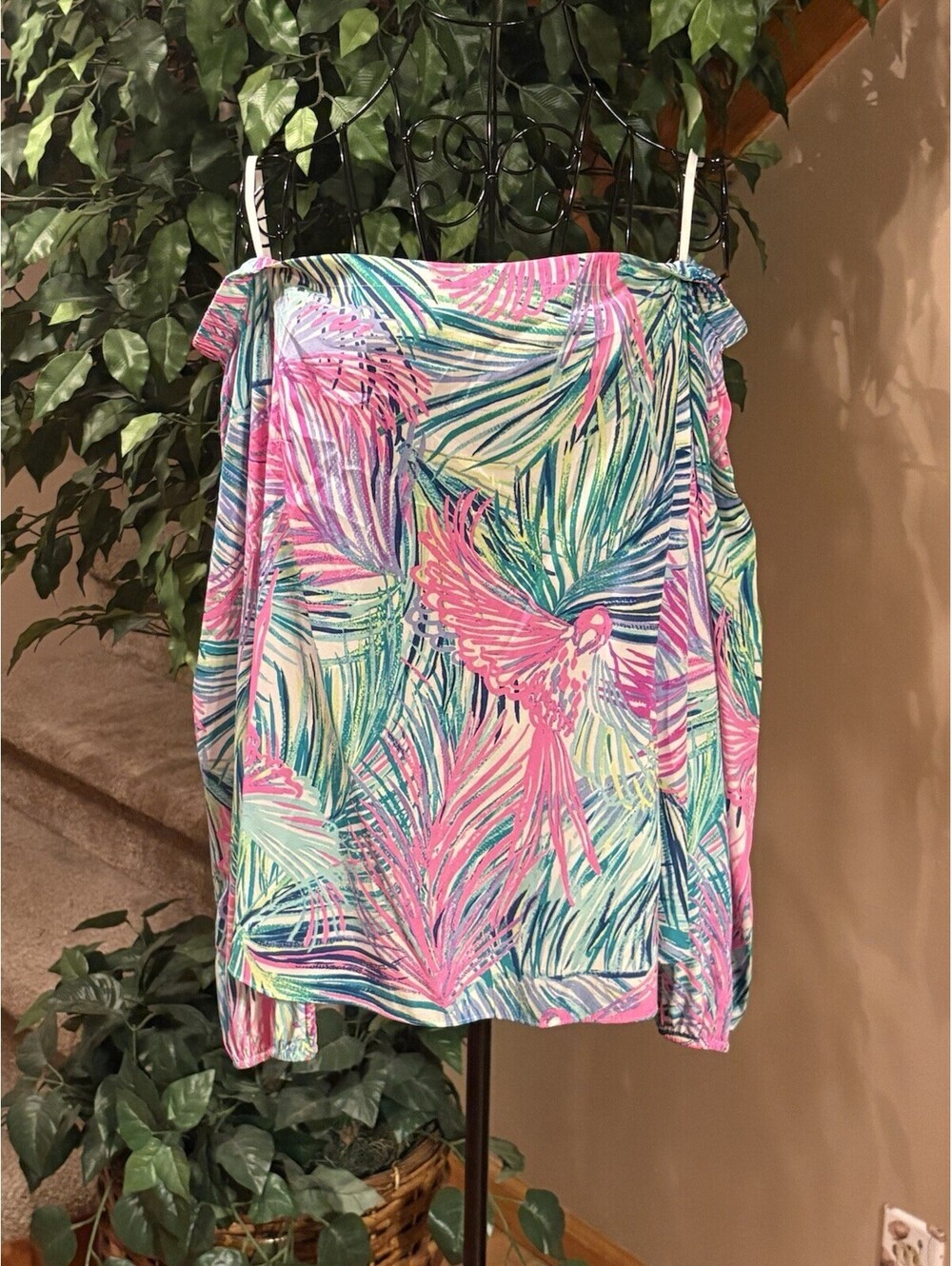 Lilly Pulitzer Adira Silk Blend Off The Shoulder Top Size L In Scarlet Macaw